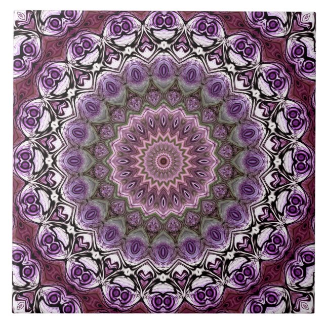 Amethyst Rosa Kalejdoskop Mandala Mönster Kakelplatta (Framsidan)