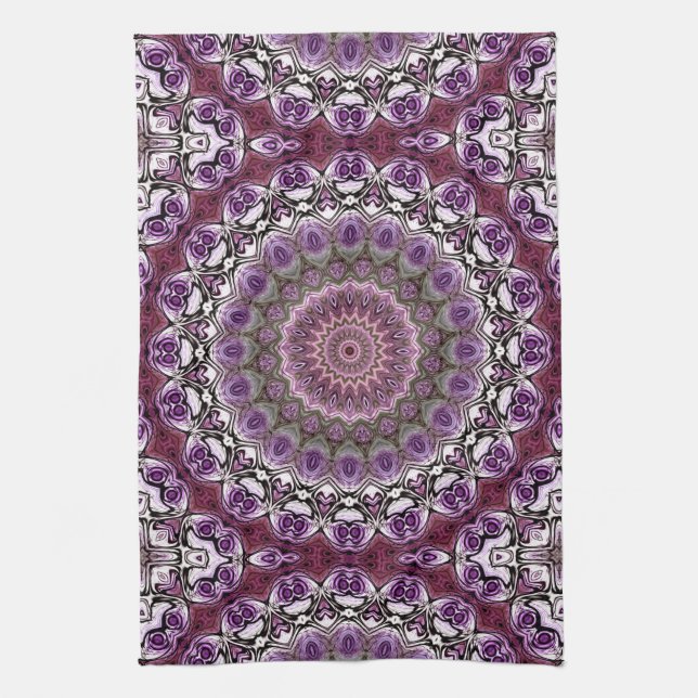 Amethyst Rosa Kalejdoskop Mandala Mönster Kökshandduk (Vertikal)