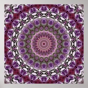 Amethyst Rosa Kalejdoskop Mandala Mönster Poster