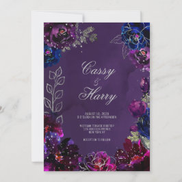 Amethyst Sapphire Jewel Tones Surname Bröllop Inbjudningar