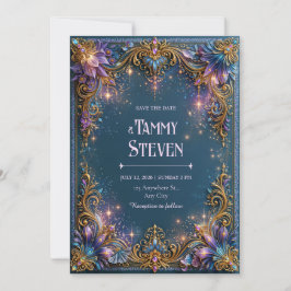 Amethyst Starlight Filigree Bröllop Inbjudningar