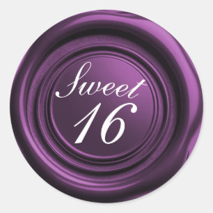 Amethyst Vaxförsegling Dropp Elegant Söt 16 Bröllo Runt Klistermärke
