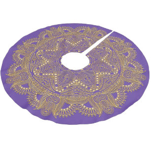 Amethyst Violet Lila Mandala Star Art Mönster Julgransmatta Borstad Polyester