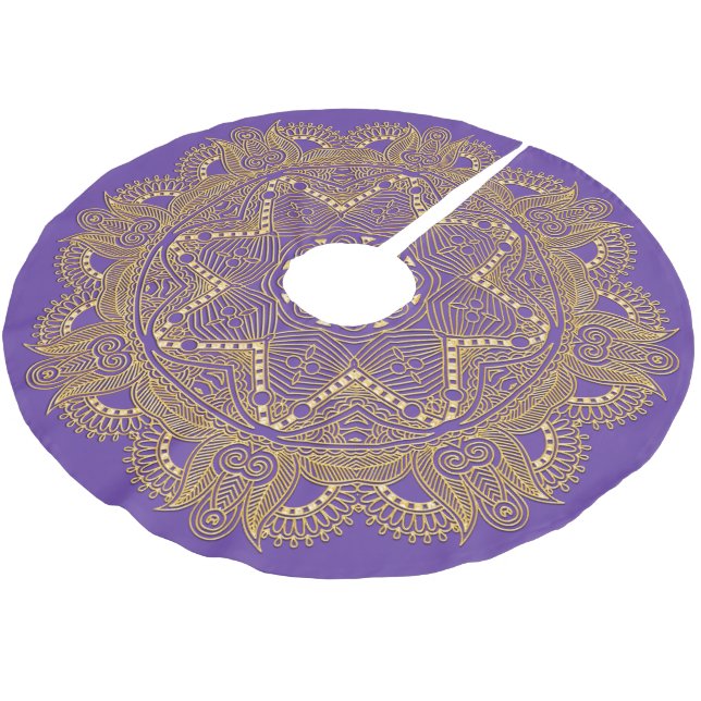 Amethyst Violett Purpur Mandala Stjärna Konst Möns Julgransmatta Borstad Polyester (Vinklad)