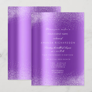 Amethyst Vit Glitterblad Sand Ram Glam Inbjudningar