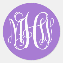 Amethyst Vit Preppy Vin Skript Monogram DIY BG Runt Klistermärke