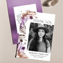 Amethyst Watercolor Crystals Photo Studenten Tack Kort