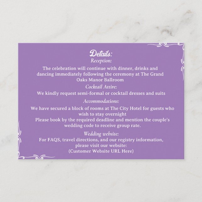 ​Amethyst & White Botanical Enclosure Card Tilläggskort (Framsida)