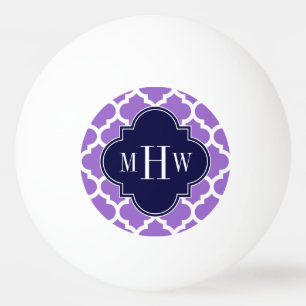 Amethyst White Moroccan #5 Navy 3 Initial Monogram Pingisboll
