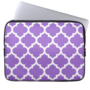 Amethyst White Moroccan Quatrefoil Mönster #5 Laptop Sleeve