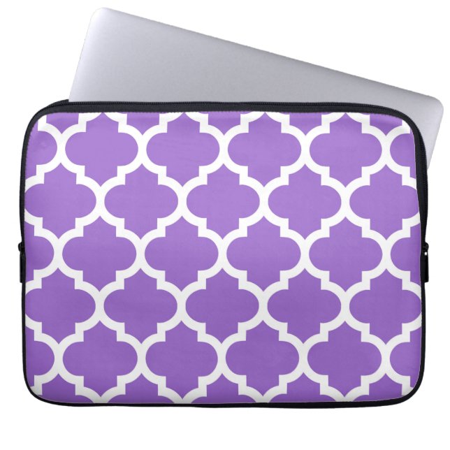 Amethyst White Moroccan Quatrefoil Mönster #5 Laptop Sleeve (Framsidan)