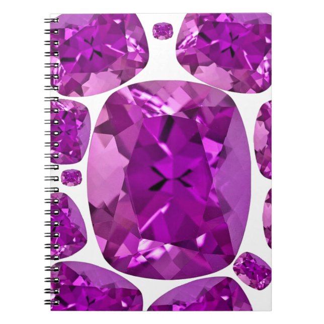Amethysten pryder med ädelsten Birthstone vid Anteckningsbok (Framsidan)