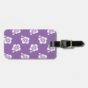 Amethystorkidé och vit hibiskusblomma bagagebricka