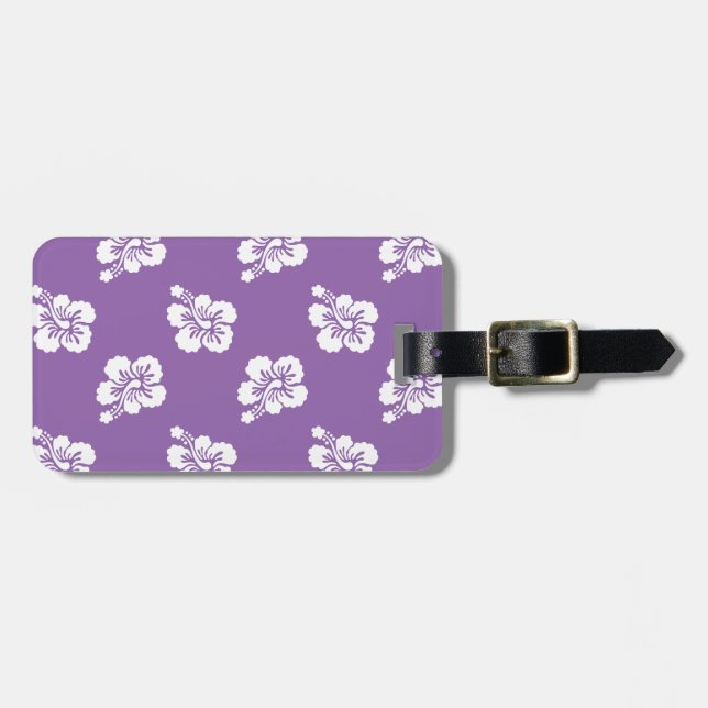 Amethystorkidé och vit hibiskusblomma bagagebricka (Horisontell Framsida)
