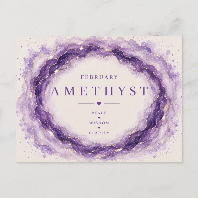 Ametist februari födelsesten vykort (Framsida)
