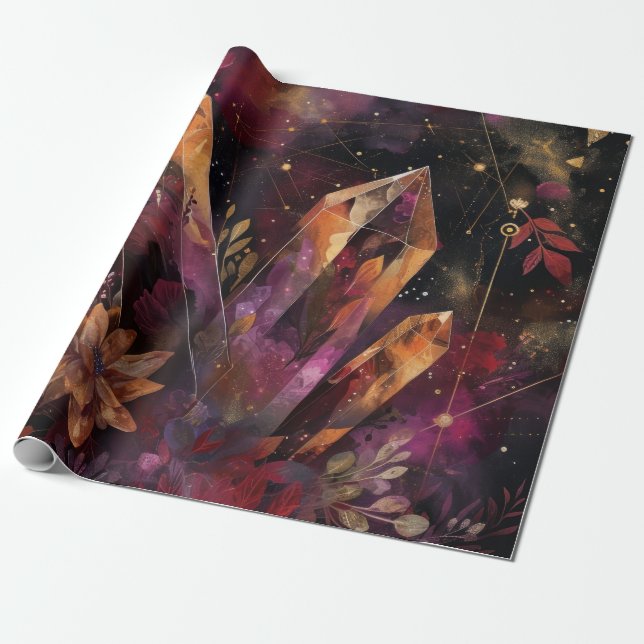Ametist Kristall Galax Celestiala Mönster Presentpapper (Utrullad)
