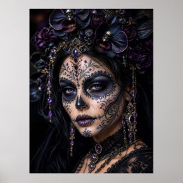 Ametist Orkidé Calavera – Gotisk Socker Skalle Poster