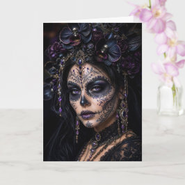 Ametist Orkidé Calavera – Gotisk Sockerskalle Kort