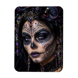 Ametist Orkidé Calavera – Gotisk Sockerskalle Magnet