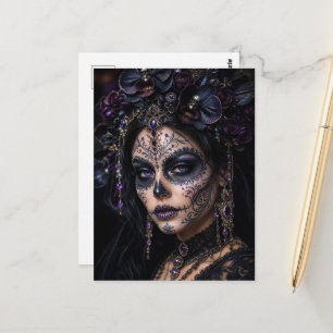 Ametist Orkidé Calavera – Gotisk Sockerskalle Vykort