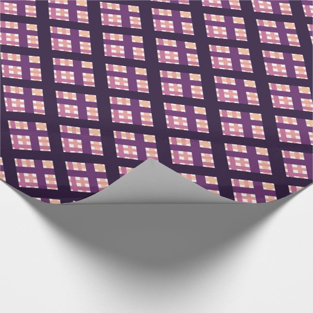 Ametist Persika Rosa Lila Lilafärgad Rand Rutig Presentpapper (Hörn)