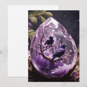 Ametistkristall - Kråkor Jul Julkort