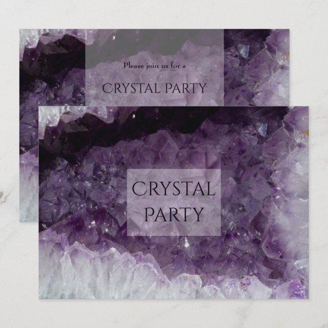 Ametyst Cave Crystal Party Inbjudningar (Fram/baksida)