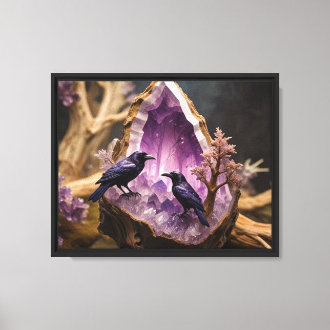 Ametyst Crystal - Kråkor Ravens Canvastryck (Framsida)