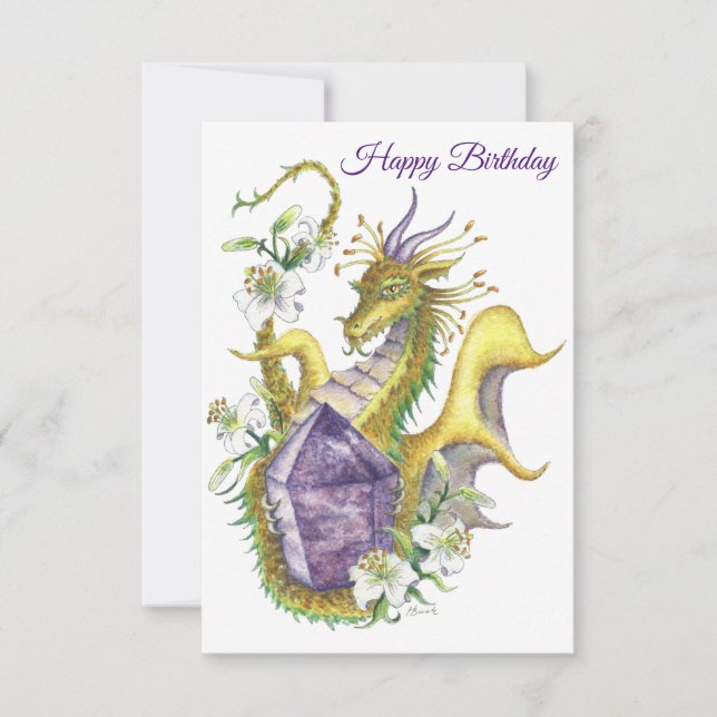 Ametyst Dragon (Pisces) - födelsedagskort Kort (Framsida)