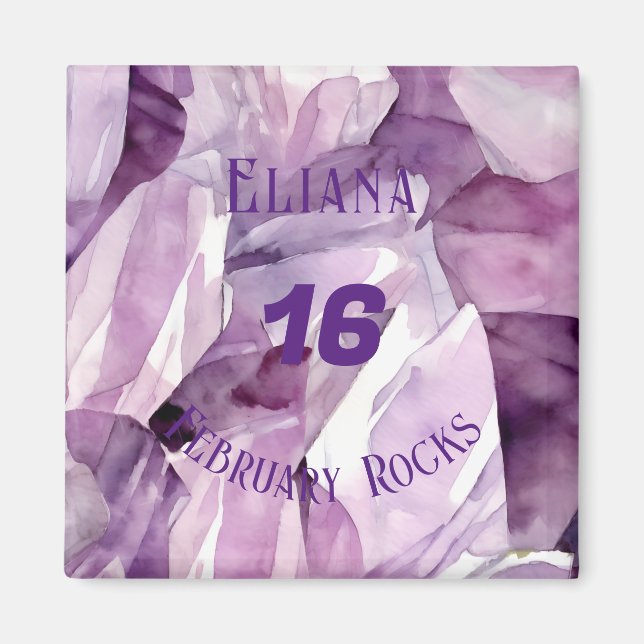 Ametyst februari Anpassningsbar på födelsedagen Magnet (Framsidan)
