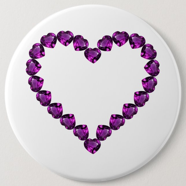 Ametyst Gemstone Heart Lila Knapp (Framsida)