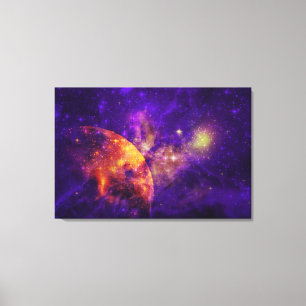 Ametyst Himlar, Golden Planet n Nebula-Kanvastryck Canvastryck