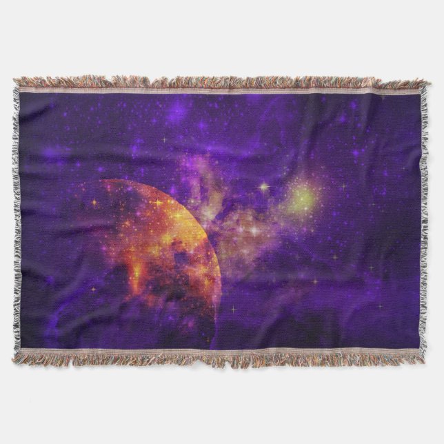 Ametyst Himlar, Golden Planet n Nebula Throw Blank Mysfilt (Framsidan)
