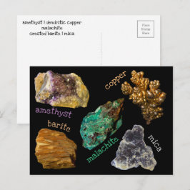 Ametyst koppar Malachite Barite Mica Minerals db2 Vykort