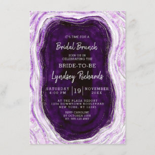 Ametyst Lila Agate Geode Möhippa Brunch Shower Inbjudningar