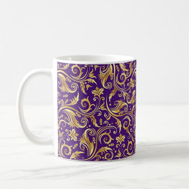 Ametyst Lila Golden Scrollwork Kaffemugg (Vänster)