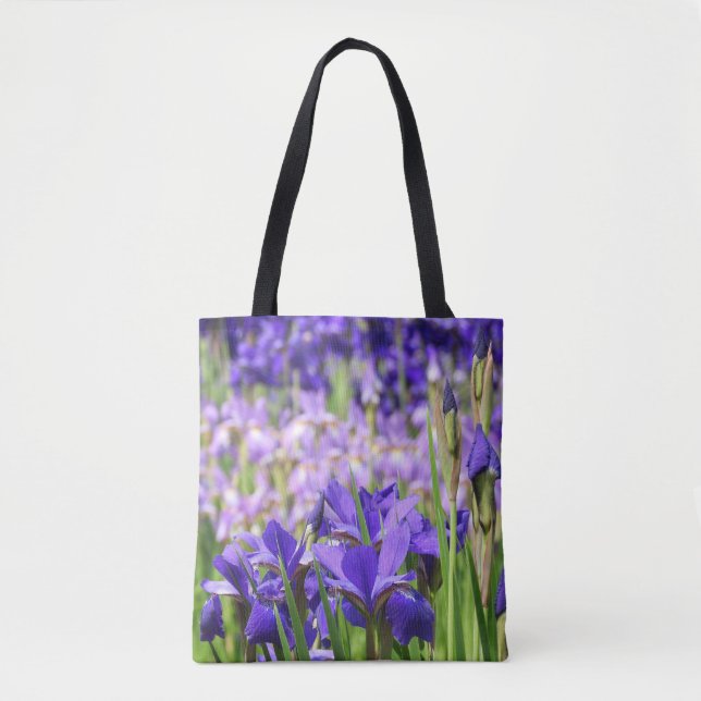 Ametyst Lila Irises Garden Tygkasse (Framsida)