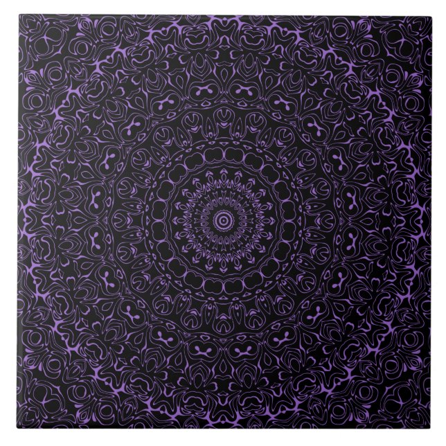 Ametyst Lila Mandala med Intricate Symmetry Kakelplatta (Framsidan)