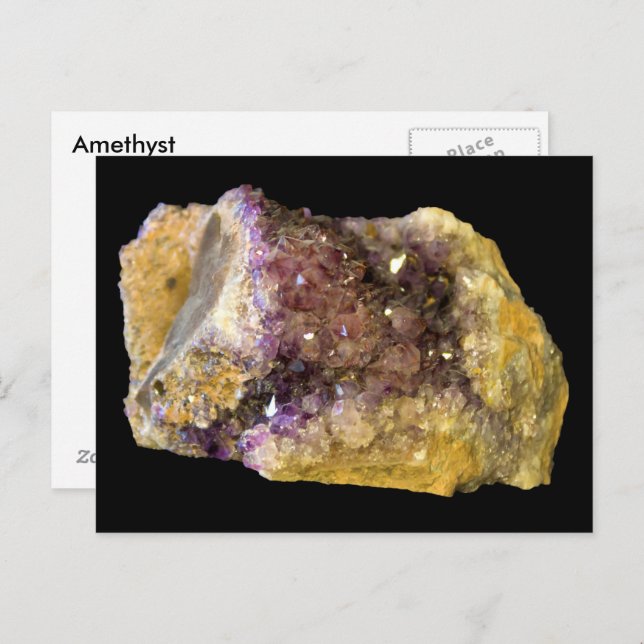 Ametyst Lila Mineral Sten Natur Fotografi Vykort (Fram/baksida)