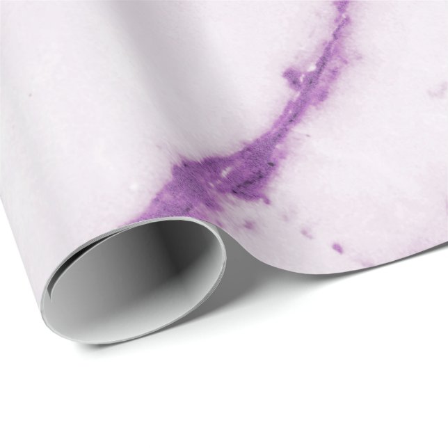 Ametyst Lila Plum White Carrara Marble Stone Presentpapper (Rullad Hörn)