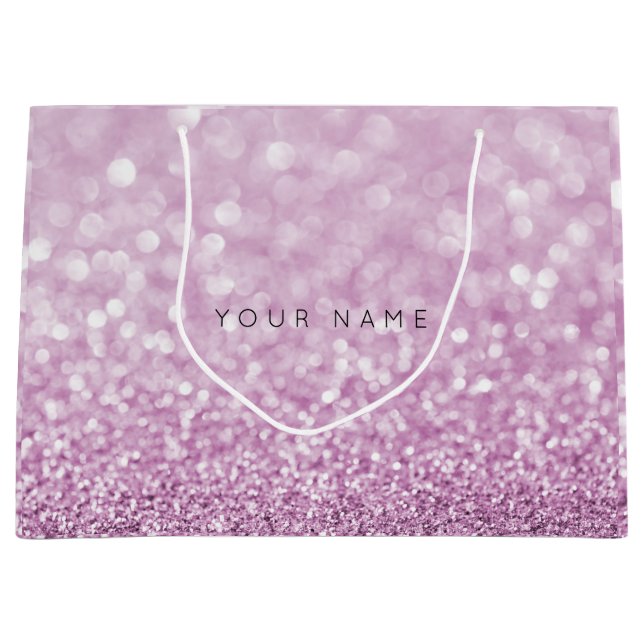 Ametyst Lila White Plum Glitter Favor Gift-säck (Framsidan)