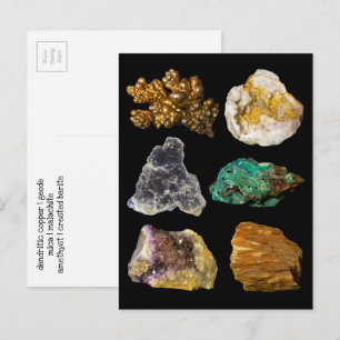 Ametyst Mica Copper Barite Malachite Geode Sten  Vykort