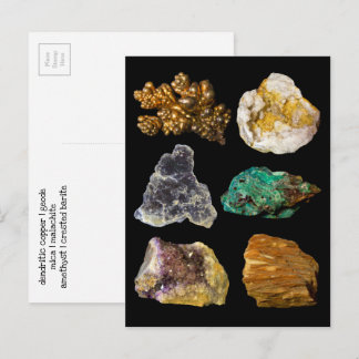 Ametyst Mica Copper Barite Malachite Geode Sten Vykort