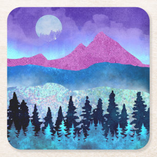 Ametyst Mist Mountains Underlägg Papper Kvadrat