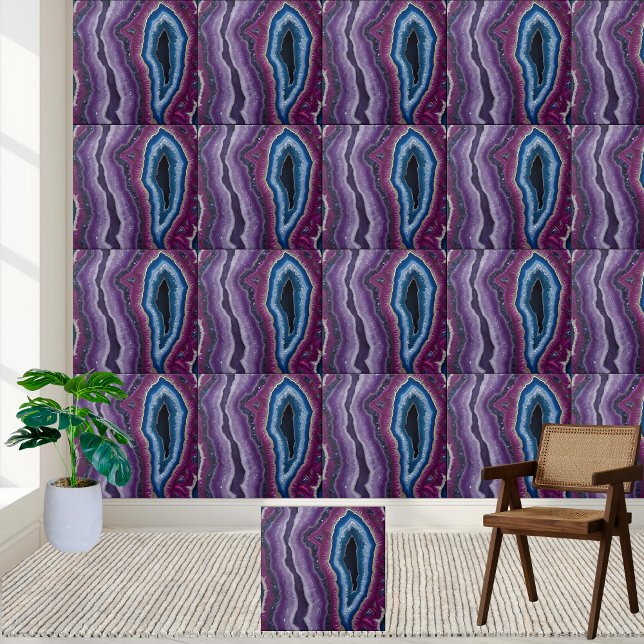 Ametyst och Blue Agate Geode Tile Kakelplatta (Amethyst and Blue Agate Geode Tile)