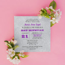 Ametyst och Silver Glitter Glam Bat mitzvah