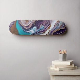 Ametyst- och turkos-Abstrakt Mini Skateboard Bräda 18,5 Cm