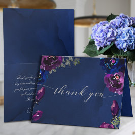 Ametyst Sapphire Navy Jewel Tone Bröllop Tack Kort