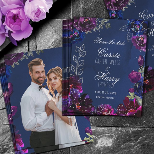 Ametyst Sapphire Navy Jewel Tone Photo Spara Datumet (Skapare uppladdad)