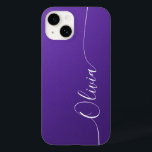 Ametyst White Elegant Calligraphy-skript Namn<br><div class="desc">Amethyst Shimmer White Elegant Calligraphy Script Anpassningsbar Namn iPhone 14 Smart Phone Case har en modern och enkel design för trendig och snyggt med din personlig namn i Personlig-handskriven calligraphy-skripttypografi på en metallisk ametystbakgrund. Designad av ©Evco Studio www.zazzle.com/store/evcostudio</div>